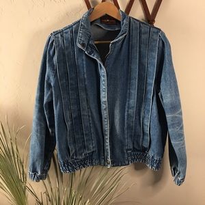 90's Vintage Bomber denim jean jacket